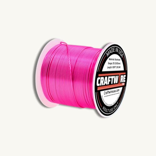Craftwire USA Aluminiumdraht (20 Gauge, Hot Pink, 30 m) – weicher, vielseitiger Draht zum Basteln, Formen und zur Schmuckherstellung – ideal für DIY-Projekte von Craftwire USA