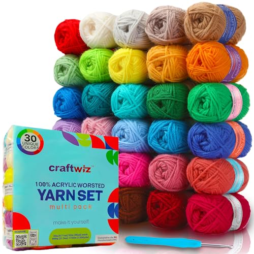 Craftwiz 100% Acrylgarn zum Häkeln und Stricken – Knäuel #4 Kammgarn, 1600 Meter weiches Häkelgarn, perfekt für Amigurumi-Garn und andere kleine Bastelprojekte Craftwiz 100% Acrylgarn zum Häkeln und Stricken – Knäuel #4 Kammgarn, 1600 Meter weiches Häkelgarn, perfekt für Amigurumi-Garn und andere kleine Bastelprojekte von Craftwiz