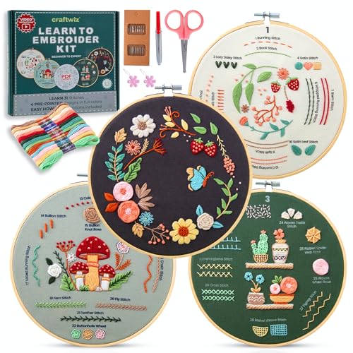 Craftwiz 4-teiliges Starter-Stickset für Anfänger mit einfachen Mustern, Sticken lernen 31 Stiche mit Handstickerei-Set Craftwiz 4-teiliges Starter-Stickset für Anfänger mit einfachen Mustern, Sticken lernen 31 Stiche mit Handstickerei-Set von Craftwiz