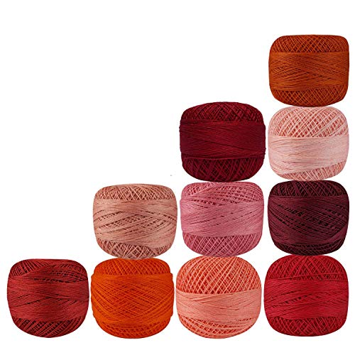 Rote Baumwolle Häkelgarn Stricken merzerisierte Stickerei 10 Stück Garn Tatting Deckchen Knäuel Lacey Craft Größe 40 von CraftyArt