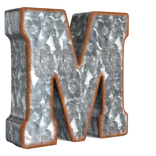 CraftyCrocodile Verzinkte Metall-Buchstaben für Wanddekoration, 3D-Buchstabe M zum Aufhängen und freistehend, dekorative rustikale Alphabet-Buchstaben für Wohnzimmer, Schlafzimmer, Küche, 17,8 cm CraftyCrocodile Verzinkte Metall-Buchstaben für Wanddekoration, 3D-Buchstabe M zum Aufhängen und freistehend, dekorative rustikale Alphabet-Buchstaben für Wohnzimmer, Schlafzimmer, Küche, 17,8 cm von CraftyCrocodile