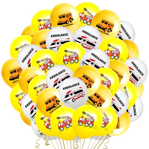 42 Stück Auto Luftballons, Auto Ballon Geburtstag, 12 Zoll Latex Ballons für Auto, für Jungen Kindergeburtstag Auto Baustelle Feuerwehr Geburtstagsparty Dekoration von Craggyer