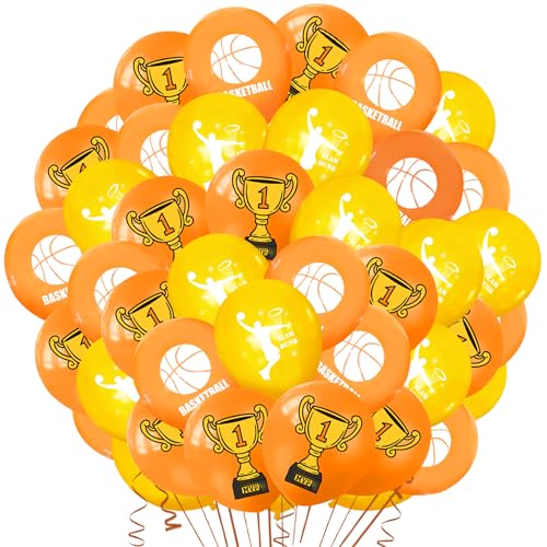 42 Stück Basketball Luftballons, 12 Zoll Basketball Latex Ballons, Basketball Party Dekorationen, für Kinder,Jungen und Basketballfans Geburtstagsfeier Sport Mottoparty von Craggyer