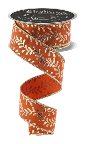 Brilliance Folienband mit Draht für Schleifen, Kränze, Girlanden, Geschenkverpackungen, Basteln und Dekorationen (Herbstorange, Gold, 3,8 cm breit x 9,1 m) von Craig Bachman