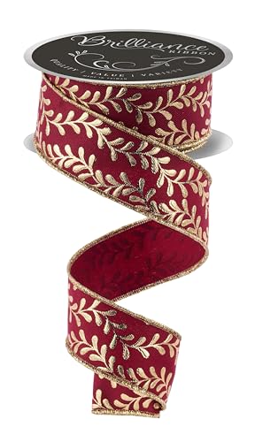 Brilliance Folienband mit Draht für Schleifen, Kränze, Girlanden, Geschenkverpackungen, Basteln und Dekorationen (Weinrot, Gold, 3,8 cm breit x 9,1 m) von Craig Bachman