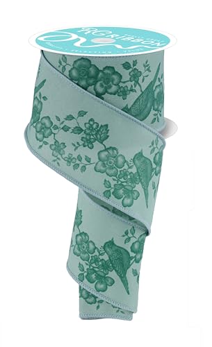 Chinoiserie Band mit Draht für Blumen und Vögel, Schleifen, Kränze, Geschenkverpackungen, Basteln und Dekorationen (Helles Salbei, Grün, 6,3 cm breit x 9,1 m) von Craig Bachman