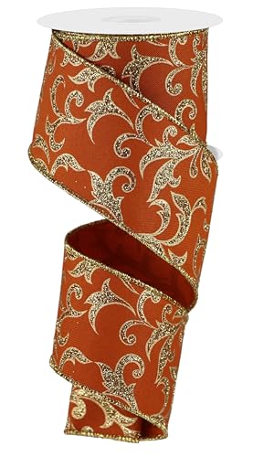 Filigranes Wirbel-Acanthus-Blatt mit Draht, florales Glitzerband für Thanksgiving, Herbst und Weihnachten, Weihnachtskränze, Bäume, Girlanden, Geschenkverpackungen, Blumenarrangements, Basteln von Craig Bachman