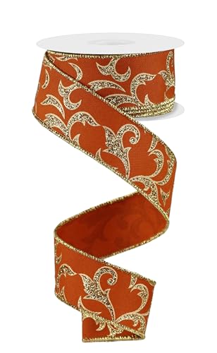 Filigranes Wirbel-Acanthusblatt mit Draht, florales Glitzerband für Weihnachtskränze, Bäume, Girlanden, Geschenkverpackungen, Blumenarrangements, Girlanden und mehr, 3,8 cm x 9,1 m (Herbstorange/Gold Filigranes Wirbel-Acanthusblatt mit Draht, florales Glitzerband für Weihnachtskränze, Bäume, Girlanden, Geschenkverpackungen, Blumenarrangements, Girlanden und mehr, 3,8 cm x 9,1 m (Herbstorange/Gold von Craig Bachman