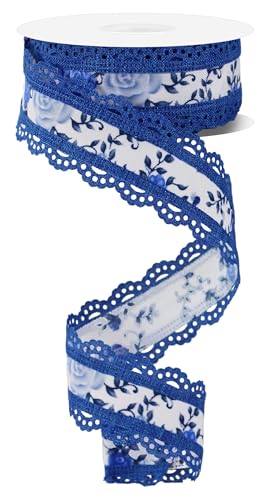 Mini-Rosen, Drahtband mit gewellten Spitzenrändern für Schleifen, Kränze, Blumenarrangements, Handwerk und Dekorationen (weiß, mehrfarbig, 3,8 cm breit x 9,1 m) von Craig Bachman