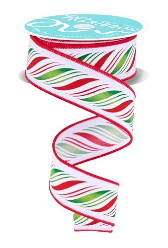 Peppermint Twist Wired 3,8 cm Band für Schleifen, Kränze, Geschenkverpackungen, Handwerk und Weihnachtsdekorationen (Rot, Grün, Weiß, 3,8 cm breit x 33,3 m) von Craig Bachman