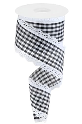 RG Ribbon Gingham-Druck mit gewellten Spitzenkanten (weiß, schwarz, 6,3 cm x 9,1 m) von Craig Bachman