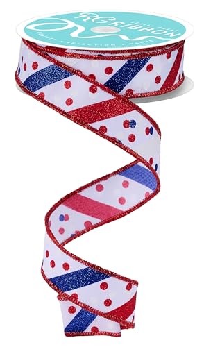RG Ribbon Glitzerstreifen und Konfetti-Punkte, Drahtband für Schleifen, Kränze, Handwerk und Dekorationen, Weiß, Rot, Königsblau, 2,2 cm x 9,1 m – USA, patriotisch, Unabhängigkeitstag RG Ribbon Glitzerstreifen und Konfetti-Punkte, Drahtband für Schleifen, Kränze, Handwerk und Dekorationen, Weiß, Rot, Königsblau, 2,2 cm x 9,1 m – USA, patriotisch, Unabhängigkeitstag von Craig Bachman