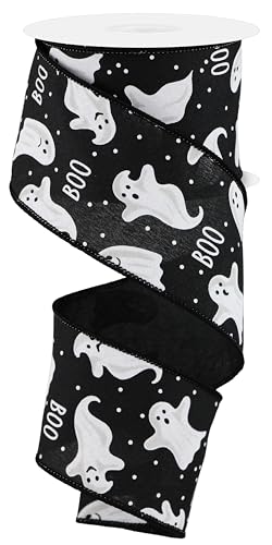 RG Ribbon Halloween-Geister und Punkte, Drahtkanten (schwarz, weiß, 6,3 cm x 9,1 m) von Craig Bachman