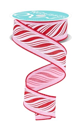 RG Ribbon Pfefferminz-Twist-Design mit Drahtkanten, 3,8 cm, für Weihnachtsschleifen, Kränze, Geschenkverpackungen, Handwerk und Zuckerstangenwirbel-Dekorationen (Rosa, Rot, Weiß, 3,8 cm breit x 30,3 m RG Ribbon Pfefferminz-Twist-Design mit Drahtkanten, 3,8 cm, für Weihnachtsschleifen, Kränze, Geschenkverpackungen, Handwerk und Zuckerstangenwirbel-Dekorationen (Rosa, Rot, Weiß, 3,8 cm breit x 30,3 m von Craig Bachman