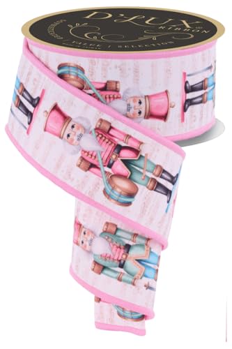 Regal Nussknackerband mit Draht und verschmolzener Rückseite, für Weihnachtsschleifen, Kränze, Basteln und Dekorationen (Elfenbein, Rosa – Beige, 6,3 cm breit x 9,1 m) von Craig Bachman