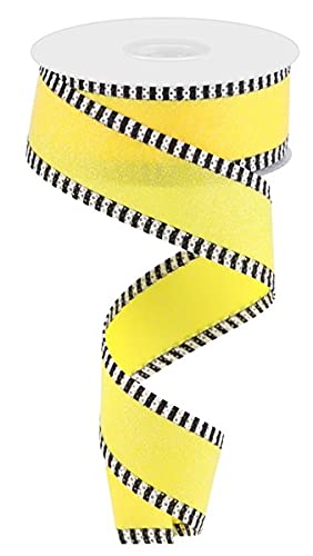 Schimmerndes Glitzerband mit Streifen, Drahtrand, 9,1 m (Gelb, 3,8 cm) von Craig Bachman