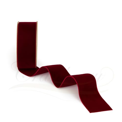 Burgunderrotes Samtband, 38 mm breit x 1 m Schnittlänge, luxuriöser einseitiger weicher Samtbesatz für Geschenkverpackungen, Hochzeit, Schleifen, Basteln, Weihnachten, Blumenarrangements und Burgunderrotes Samtband, 38 mm breit x 1 m Schnittlänge, luxuriöser einseitiger weicher Samtbesatz für Geschenkverpackungen, Hochzeit, Schleifen, Basteln, Weihnachten, Blumenarrangements und von Cranberry
