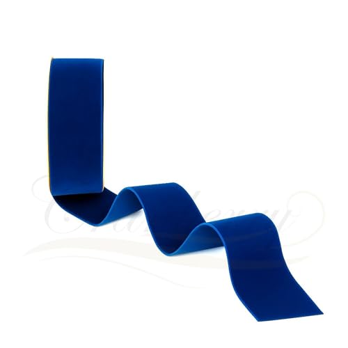 Königsblaues Samtband, 38 mm breit x 1 m Schnittlänge, luxuriöser einseitiger weicher Samtbesatz für Geschenkverpackungen, Hochzeit, Schleifen, Basteln, Weihnachten, Blumenarrangements und Dekoration von Cranberry