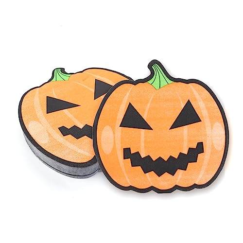 Cranight 50 Stück Halloween-Servietten, Kürbis-Halloween-Servietten, orangefarbene Papierservietten, Einweggeschirr für Halloween-Party von Cranight