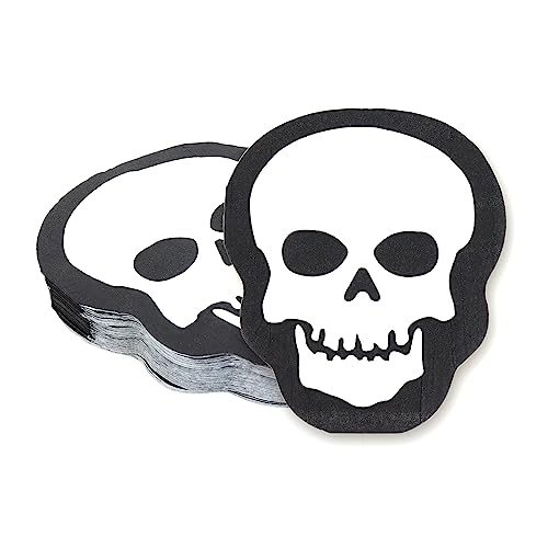 Cranight 50 Stück Halloween-Servietten, Totenkopf-Halloween-Servietten, weiße Papierservietten, Einweggeschirr für Halloween-Party Cranight 50 Stück Halloween-Servietten, Totenkopf-Halloween-Servietten, weiße Papierservietten, Einweggeschirr für Halloween-Party von Cranight