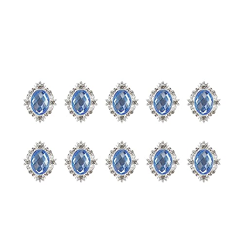Crapyt 10 Stück Strass-Knöpfe, Kristallknöpfe, Diamantknöpfe für Broschen, Kleider und Hochzeiten, 3,2 x 2,5 x 0,5 cm, Blau, WANQ1457 von Crapyt