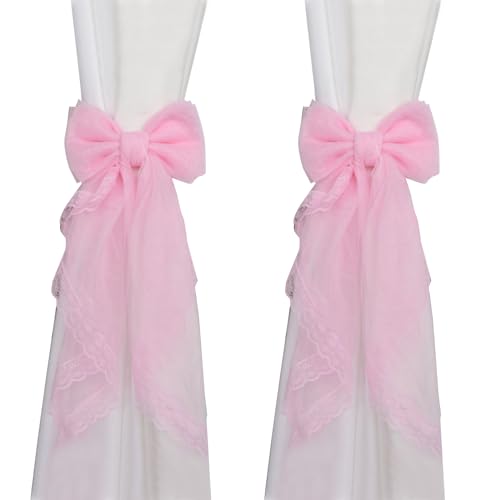 Crapyt Vorhang-Raffhalter mit Schleife, für den Außenbereich, für Schlafzimmer, Büros, Esszimmer, 42 x 18 cm, Rosa von Crapyt