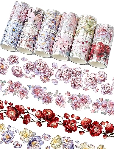 Cratey Washi-Klebeband-Set mit Blumenmuster, 12 PET- und Washi-Klebebänder für Tagebuch-Aufkleber, Scrapbooking-Zubehör, Planer, Bullet Journals, Kunst und Handwerk, Verwendung als Aufkleber Cratey Washi-Klebeband-Set mit Blumenmuster, 12 PET- und Washi-Klebebänder für Tagebuch-Aufkleber, Scrapbooking-Zubehör, Planer, Bullet Journals, Kunst und Handwerk, Verwendung als Aufkleber von Cratey