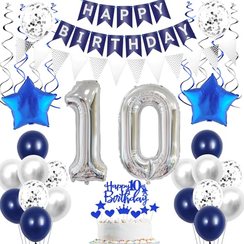 10. Geburtstag Dekoration Silber Blau Tortendeko Geburtstag 10 Jahre Junge Mädchen Party Deko Silber,deko 10. Geburtstag Junge,Tortendeko 10. Geburtstag Mädchen,Geburtstagsdeko 10 Jahre Junge Deko 10. Geburtstag Dekoration Silber Blau Tortendeko Geburtstag 10 Jahre Junge Mädchen Party Deko Silber,deko 10. Geburtstag Junge,Tortendeko 10. Geburtstag Mädchen,Geburtstagsdeko 10 Jahre Junge Deko von Crazy-M