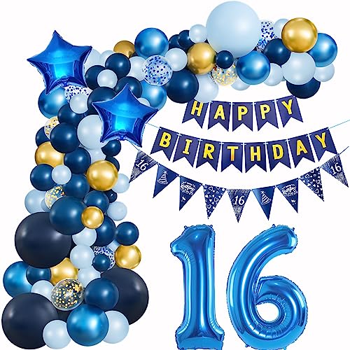 16 Geburtstag Deko Blau Geburtstagsdeko 16 Junge Luftballons Geburtstag Blau Gold Deko 16 Luftballon Girlande Blau 16 Jahr Geburtstagdeko Ballon Girlande Blau Gold Geburtstagsdeko 16. Dunkelblau von Crazy-M