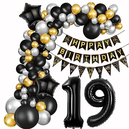 19. Geburtstag Dekoration Mädchen Deko 19. Geburtstag Junge Luftballon 19. Geburtstag Gold Schwarz Silber Geburtstag 19 Jahre Junge Ballon Girland 19 Geburtstag Mädchen Junge 19. Geburtstag Deko von Crazy-M