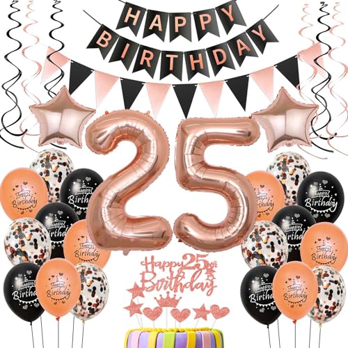 25 Geburtstag Dekoration Luftballons rosegold schwarz,deko 25. Geburtstag Frau deko, rosegold Luftballons Zahl 25,Happy Birthday Girlande Banner 25 Frau Geburtstagdeko 25 jahre Frau 25 Geburtstag Dekoration Luftballons rosegold schwarz,deko 25. Geburtstag Frau deko, rosegold Luftballons Zahl 25,Happy Birthday Girlande Banner 25 Frau Geburtstagdeko 25 jahre Frau von Crazy-M