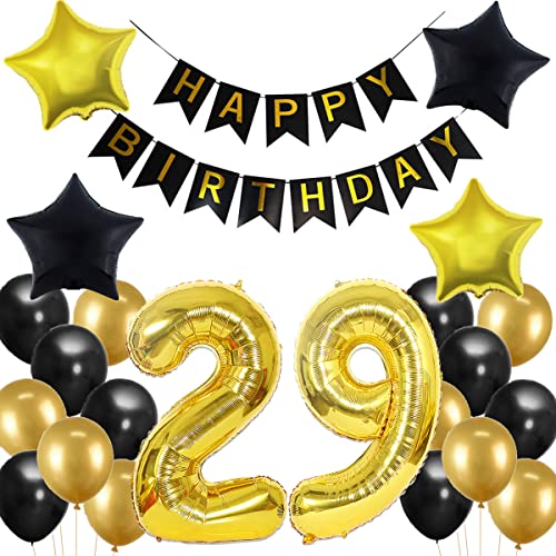 29. Geburtstag Dekoration, 29 Geburtstag Deko Schwarz und Gold, Geburtstagsdeko 29 Jahre Mann, 29 Jahre Geburtstagdeko Mann, Luftballon 29. Geburtstag Deko, 29. Party Luftballons von Crazy-M