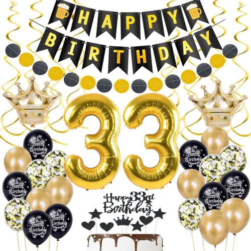 33 Geburtstag Deko Gold Schwarz, Deko 33 Geburtstag Gold, Luftballon 33. Geburtstag Gold Schwarz, Tortendeko 33 Geburtstag Mann Frau Gold, 33. Geburtstag Dekoration, 33 Party Deko Gold Schwarz 33 Geburtstag Deko Gold Schwarz, Deko 33 Geburtstag Gold, Luftballon 33. Geburtstag Gold Schwarz, Tortendeko 33 Geburtstag Mann Frau Gold, 33. Geburtstag Dekoration, 33 Party Deko Gold Schwarz von Crazy-M