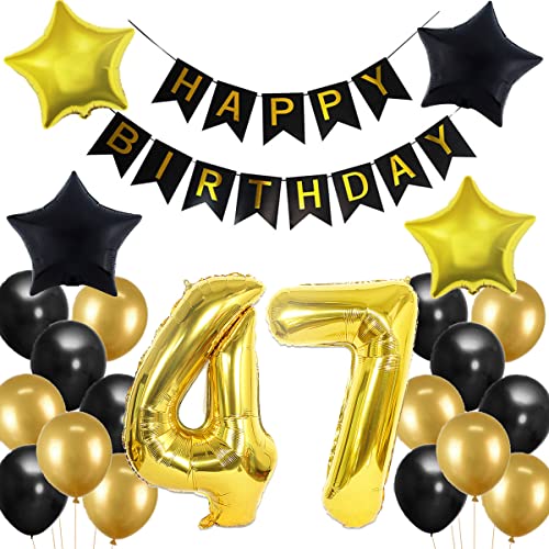 47. Geburtstag Dekoration, 47 Geburtstag Deko Schwarz und Gold, Geburtstagsdeko 47 Jahre Mann, 47 Jahre Geburtstagdeko Mann, Luftballon 47. Geburtstag Deko, 47. Party Luftballons von Crazy-M