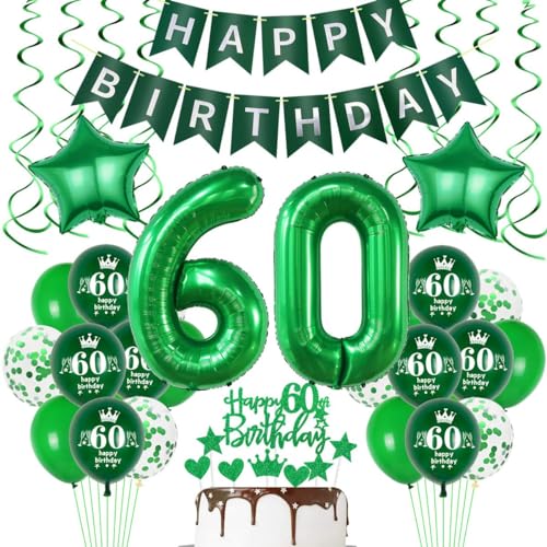 60 Geburtstag Deko Frau Mann 60. Geburtstag Dekoration Grün Deko 60 Geburtstag Frau Mann Grün Luftballon 60. Geburtstagsdeko 60 Jahr Grün Ballon 60. Geburtstag Jahrestag Partei Supplies von Crazy-M