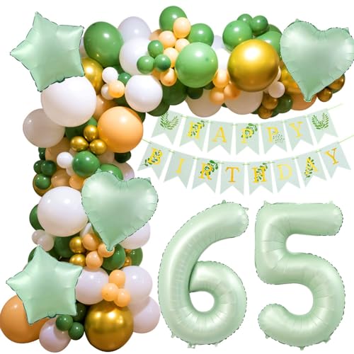 65 Geburtstag Deko, 65 Geburtstag Frau Mann, 65 Jahre Geburtstagdeko ballon, Happy Birthday Girlande Ballon 65 Grün Deko 65. Geburtstag Luftballons für Frauen Männer 65. Geburtstag Dekoration von Crazy-M