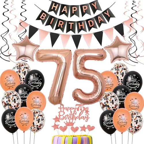 75 Geburtstag Dekoration Luftballons rosegold schwarz,deko 75. Geburtstag Frau deko, rosegold Luftballons Zahl 75,Happy Birthday Girlande Banner 75 Frau Geburtstagdeko 75 jahre Frau 75 Geburtstag Dekoration Luftballons rosegold schwarz,deko 75. Geburtstag Frau deko, rosegold Luftballons Zahl 75,Happy Birthday Girlande Banner 75 Frau Geburtstagdeko 75 jahre Frau von Crazy-M