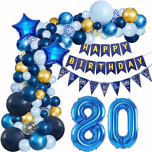 80 Geburtstag Deko Blau Geburtstagsdeko 80 Mann Luftballons Geburtstag Blau Gold Deko 80 Luftballon Girlande Blau 80 Jahr Geburtstagdeko Ballon Girlande Blau Gold Geburtstagsdeko 80. Dunkelblau von Crazy-M