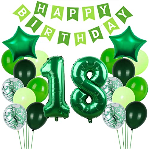 Crazy-M Grün Luftballon 18. Geburtstagsdeko für Jungen Mädchen, 18 Jahr Grün Deko zum Geburtstag Grün Folienballon 18 Zahl Deko 18. Geburtstag Happy Birthday Banner Dekoration Crazy-M Grün Luftballon 18. Geburtstagsdeko für Jungen Mädchen, 18 Jahr Grün Deko zum Geburtstag Grün Folienballon 18 Zahl Deko 18. Geburtstag Happy Birthday Banner Dekoration von Crazy-M