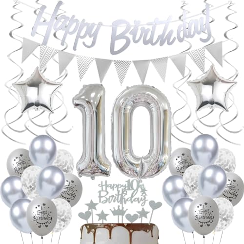 Deko 10. Geburtstag Silber, Geburtstag Deko 10 Jahre Silber, 10. Geburtstag Mädchen Deko Silber, Luftballon 10 Silber Geburtstagsdeko, Silber Luftsballon 10. Geburtstag Dekoration Junge Mädchen Deko 10. Geburtstag Silber, Geburtstag Deko 10 Jahre Silber, 10. Geburtstag Mädchen Deko Silber, Luftballon 10 Silber Geburtstagsdeko, Silber Luftsballon 10. Geburtstag Dekoration Junge Mädchen von Crazy-M