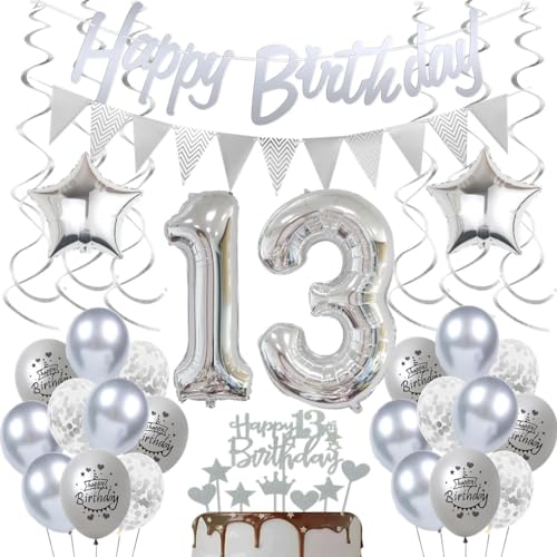 Deko 13. Geburtstag Silber - Luftballons und Dekoration für Jungen und Mädchen Deko 13. Geburtstag Silber - Luftballons und Dekoration für Jungen und Mädchen von Crazy-M