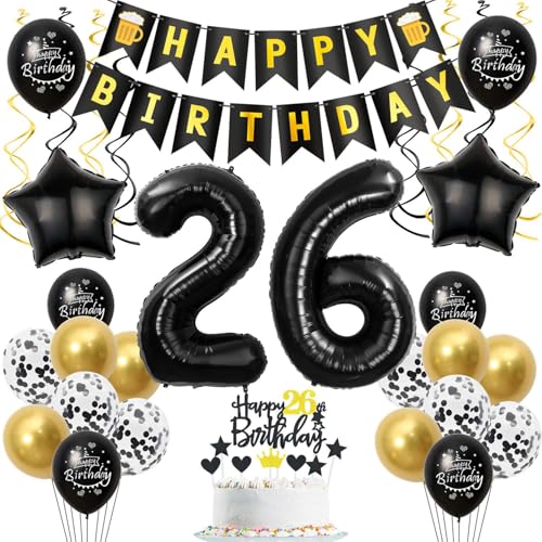 Deko 26. geburtstag mann frau luftballon 26 geburtstag frauen deko geschenk für 26. geburtstag mann schwarz gold geburtstagsdeko 26 jahre frauen ballon geburtstags tortendeko 26 männer frau Deko 26. geburtstag mann frau luftballon 26 geburtstag frauen deko geschenk für 26. geburtstag mann schwarz gold geburtstagsdeko 26 jahre frauen ballon geburtstags tortendeko 26 männer frau von Crazy-M