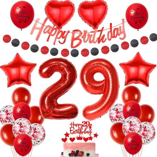 Deko 29. geburtstag frauen tortendeko 29 geburtstag frauen deko geschenk für 29. geburtstag frau rot geburtstagsdeko 29 jahre frau geburtstags deko ballon 29 geburtstag deko frau rot von Crazy-M