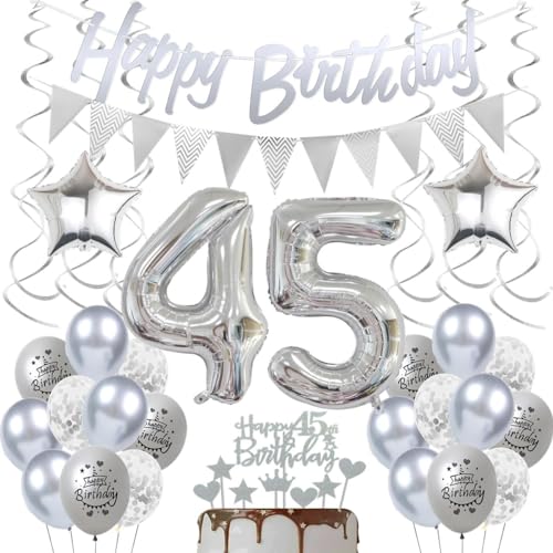 Deko 45. Geburtstag Silber, Geburtstag Deko 45 Jahre Silber, 45. Geburtstag Frau Deko Silber, Luftballon 45 Silber Geburtstagsdeko, Silber Luftsballon 45. Geburtstag Dekoration Mann Frau Deko 45. Geburtstag Silber, Geburtstag Deko 45 Jahre Silber, 45. Geburtstag Frau Deko Silber, Luftballon 45 Silber Geburtstagsdeko, Silber Luftsballon 45. Geburtstag Dekoration Mann Frau von Crazy-M