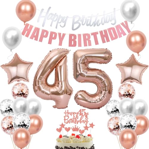 Deko 45. Geburtstag frauen Deko Rosegold Tortendeko 45 Geburtstag frau Ballon Deko 45 Geburtstag dekoration frauen Geschenk für 45 Geburtstag frau Silber Luftballon 45 Geburtstagsdeko 45 Jahre frau Deko 45. Geburtstag frauen Deko Rosegold Tortendeko 45 Geburtstag frau Ballon Deko 45 Geburtstag dekoration frauen Geschenk für 45 Geburtstag frau Silber Luftballon 45 Geburtstagsdeko 45 Jahre frau von Crazy-M