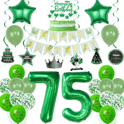 Deko 75. Geburtstag Ballon Tortendeko für Frauen und Mann - Luftballon Dekoration Grün - Geburtstagsdeko 75 Jahre Deko 75. Geburtstag Ballon Tortendeko für Frauen und Mann - Luftballon Dekoration Grün - Geburtstagsdeko 75 Jahre von Crazy-M
