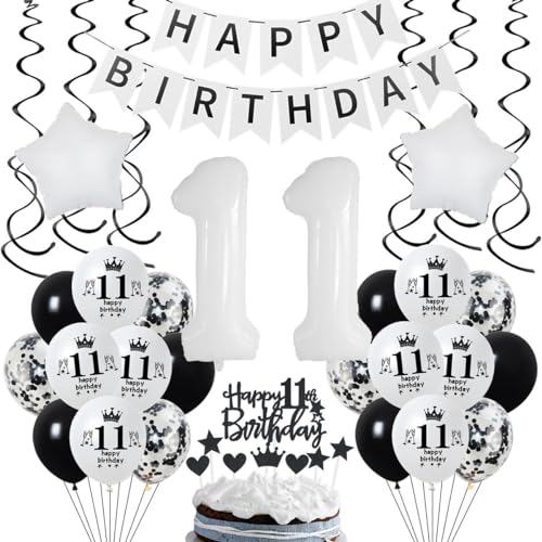 Geburtstagsdeko 11. Weiß Deko, Geburtstags 11. Weiß Schwarz Mädchen Junge, Luftballon 11. Geburtstag Mädchen, Weiß Schwarz 11 Jahre Party Dekoration Junge, Schwarz Weiß 11. Geburtstag Party Deko Geburtstagsdeko 11. Weiß Deko, Geburtstags 11. Weiß Schwarz Mädchen Junge, Luftballon 11. Geburtstag Mädchen, Weiß Schwarz 11 Jahre Party Dekoration Junge, Schwarz Weiß 11. Geburtstag Party Deko von Crazy-M