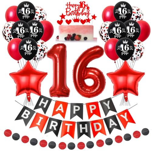 Geburtstagsdeko 16 Rot Schwarz, Mädchen Junge Luftballon 16. Geburtstag Deko, Rot Schwarz 16 Jahre Geburtstagsdeko Mädchen, Luftballons 16 Jahre Rot Schwarz, Tortendeko 16. Geburtstag Rot Geburtstagsdeko 16 Rot Schwarz, Mädchen Junge Luftballon 16. Geburtstag Deko, Rot Schwarz 16 Jahre Geburtstagsdeko Mädchen, Luftballons 16 Jahre Rot Schwarz, Tortendeko 16. Geburtstag Rot von Crazy-M