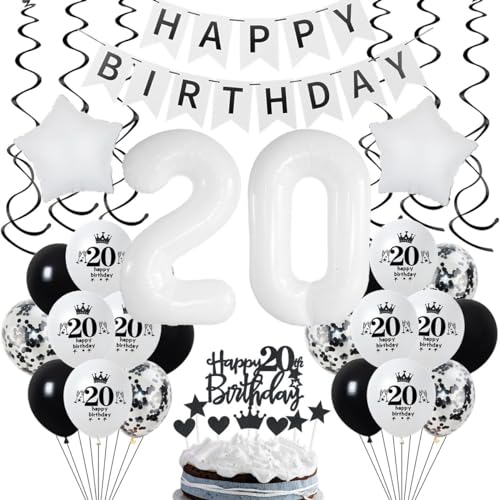 Geburtstagsdeko 20. Weiß Deko, Geburtstags 20. Weiß Schwarz Frau Mann, Luftballon 20. Geburtstag Frau, Weiß Schwarz 20 Jahre Party Dekoration Mann, Schwarz Weiß 20. Geburtstag Party Deko Geburtstagsdeko 20. Weiß Deko, Geburtstags 20. Weiß Schwarz Frau Mann, Luftballon 20. Geburtstag Frau, Weiß Schwarz 20 Jahre Party Dekoration Mann, Schwarz Weiß 20. Geburtstag Party Deko von Crazy-M