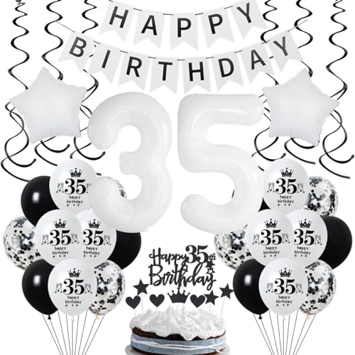 Geburtstagsdeko 35. Weiß Deko, Geburtstags 35. Weiß Schwarz Frau Mann, Luftballon 35. Geburtstag Frau, Weiß Schwarz 35 Jahre Party Dekoration Mann, Schwarz Weiß 35. Geburtstag Party Deko Geburtstagsdeko 35. Weiß Deko, Geburtstags 35. Weiß Schwarz Frau Mann, Luftballon 35. Geburtstag Frau, Weiß Schwarz 35 Jahre Party Dekoration Mann, Schwarz Weiß 35. Geburtstag Party Deko von Crazy-M